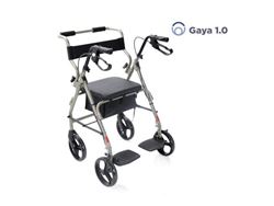 Picture of Folding rollator in painted aluminum – 4 wheels with seat and footpegs – Double function – Gaya 1.0