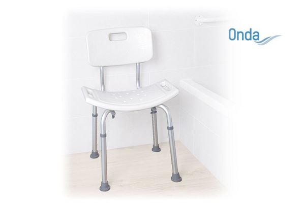 Picture of Anodized aluminium shower seat – Ergonomic seat in HDPE (high density polyethylene) – With backrest – Onda Series